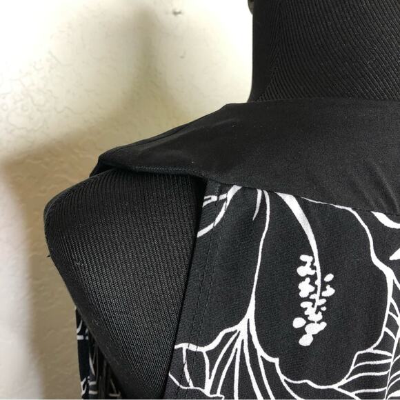 EnFocus Women black and white floral sleeveless shift dress size 14W - Picture 10 of 13